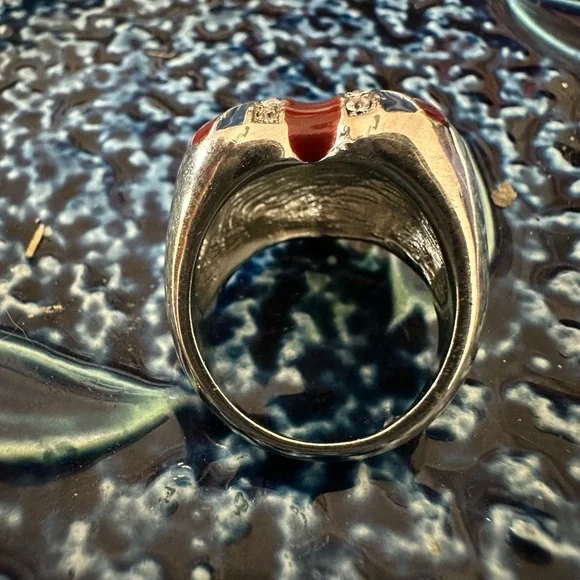 🇬🇧London Union Jack heart rhinestone & enamel ring - Picture 5 of 5